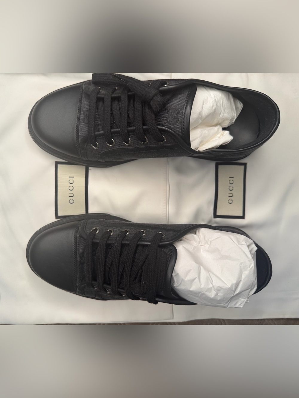 Gucci Black GG Canvas Low-Top Sneakers - Picture 3 of 13